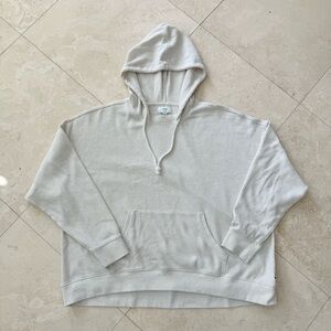 Aerie Cream Waffle Knit Hoodie Thermal Pullover Kangaroo Pocket Women’s XL
